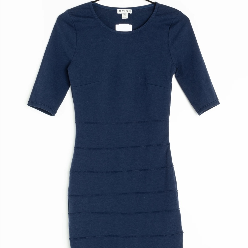 Reiss Blue Ribbed Bodycon Mini Dress